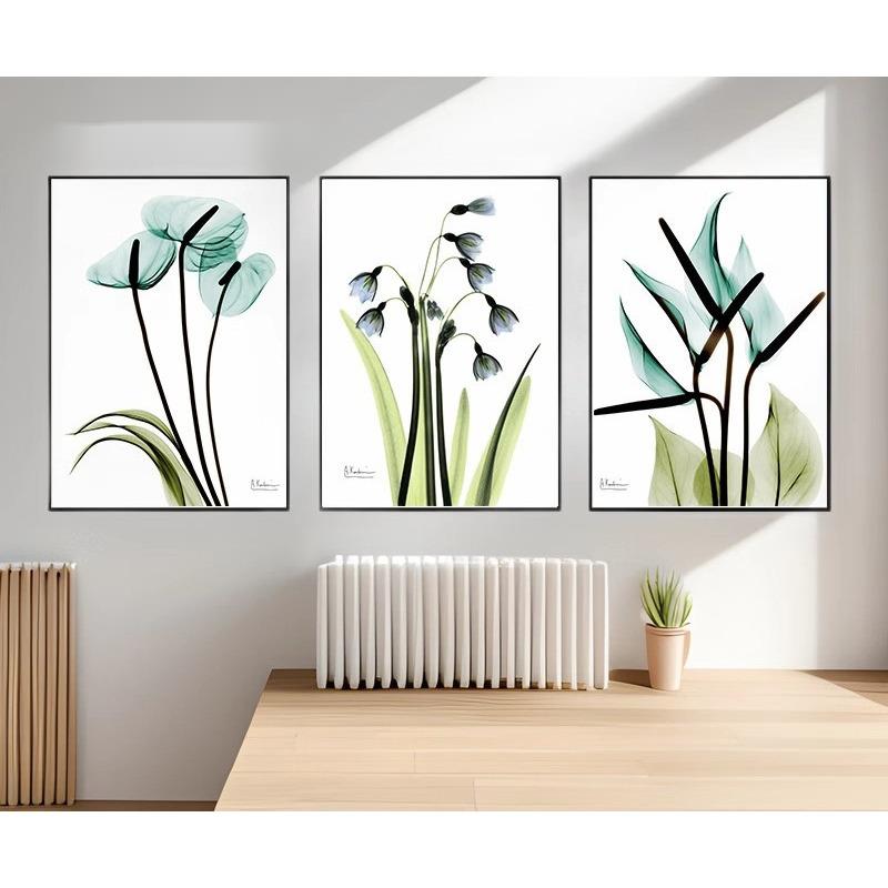 Nordic INS Style Triple Green Plant Oil Canvas Decorative Painting Core_voghion.com