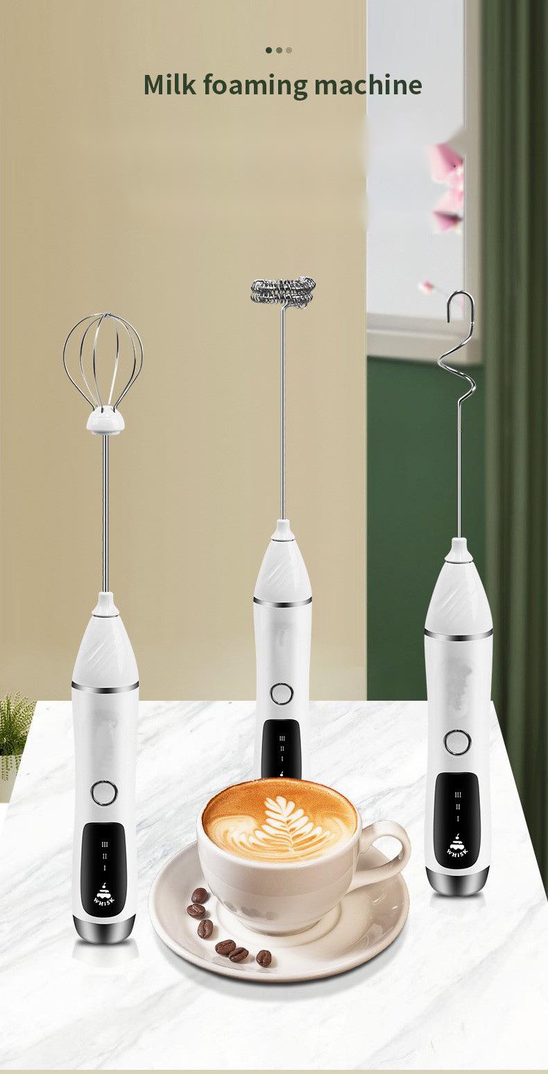 304 Stainless Steel Handheld Frother Egg Beater Automatic Paint Electric Milk Powder Mixer_voghion.com