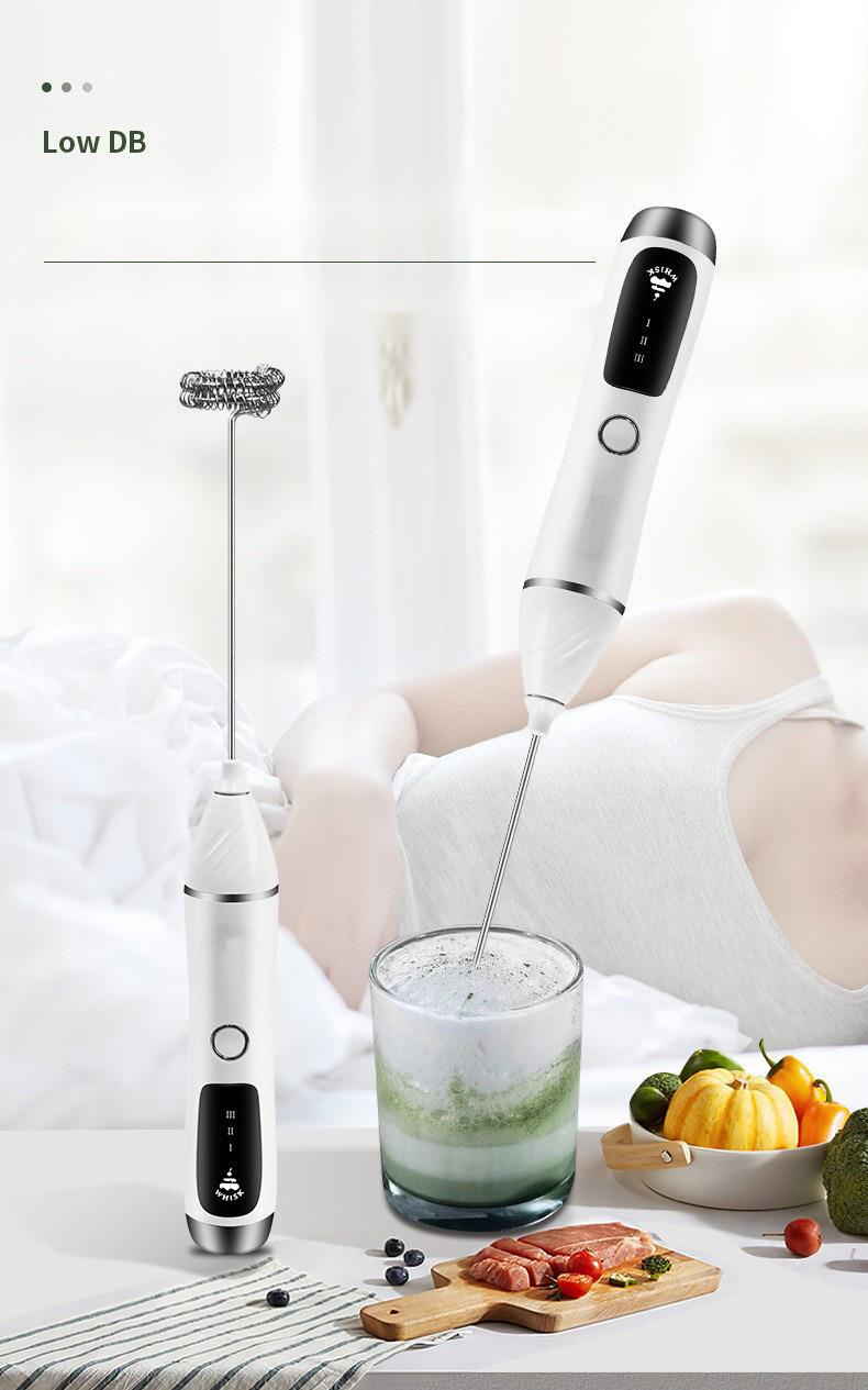 304 Stainless Steel Handheld Frother Egg Beater Automatic Paint Electric Milk Powder Mixer_voghion.com