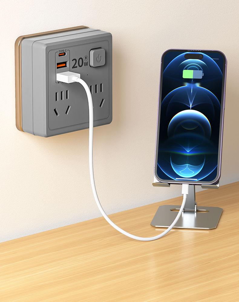 Multifunctional Multi-hole 86 Socket Household Dormitory Converter With Switch USB Power Strip 20W Fast Charging Night_voghion.com
