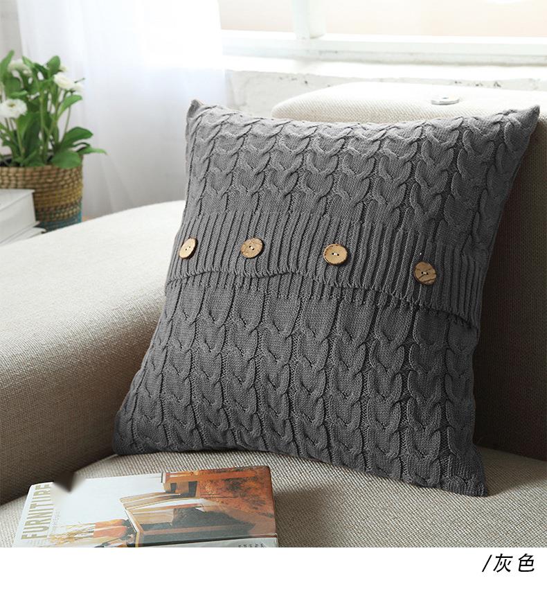 Nordic Thick Yarn Pillowcase Cotton Linen Knitted Simple Living Room Sofa Back Lumbar Pillow Without Core Cushion_voghion.com