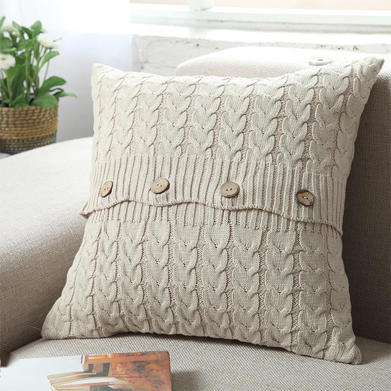 Nordic Thick Yarn Pillowcase Cotton Linen Knitted Simple Living Room Sofa Back Lumbar Pillow Without Core Cushion_voghion.com