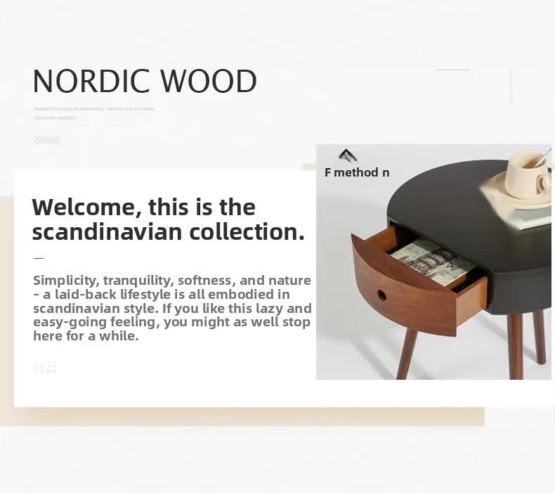 Italian Minimalist Round Bedside Cabinet Living Room Side Corner Single Drawer Small Table Storage Ins Style_voghion.com