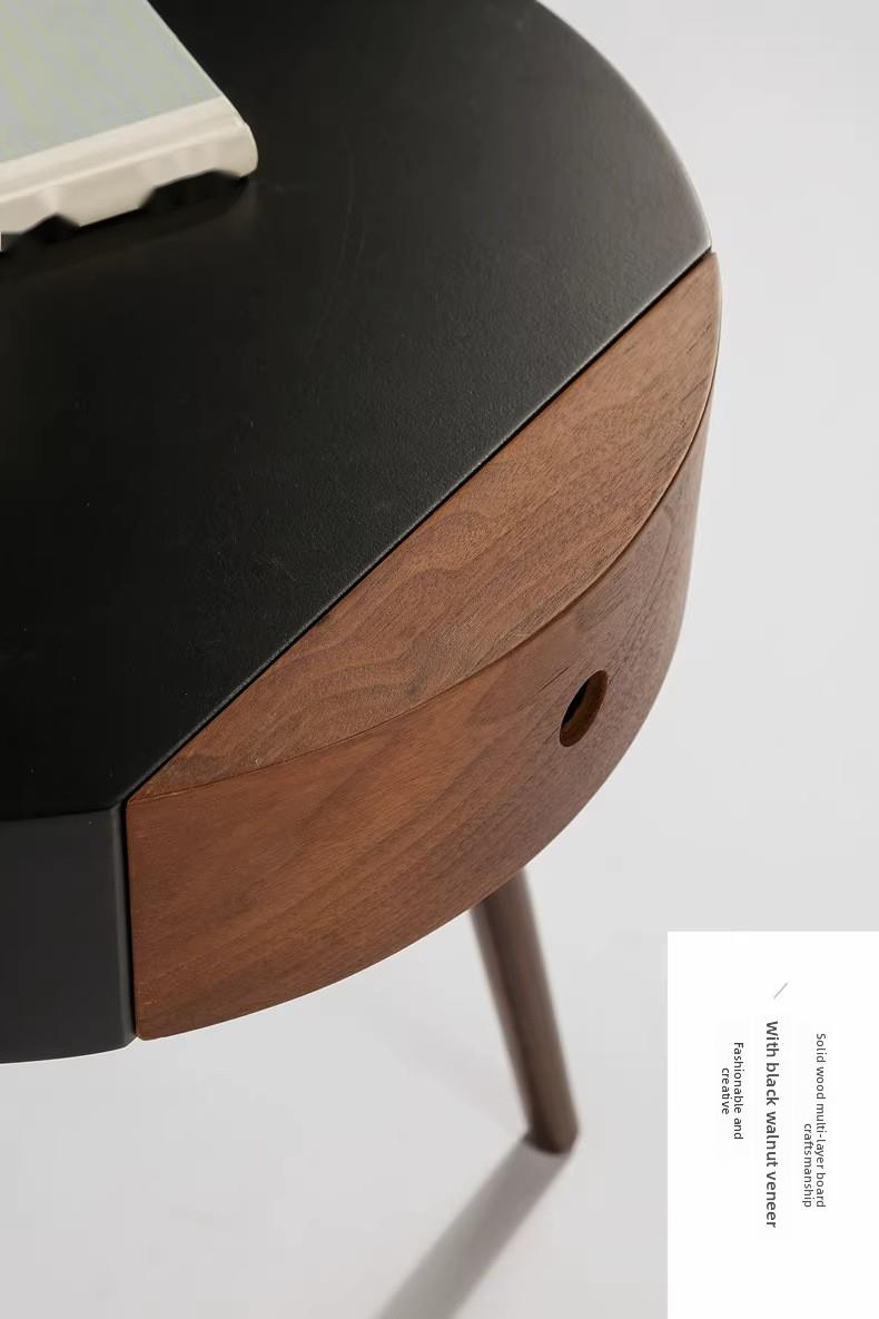 Italian Minimalist Round Bedside Cabinet Living Room Side Corner Single Drawer Small Table Storage Ins Style_voghion.com