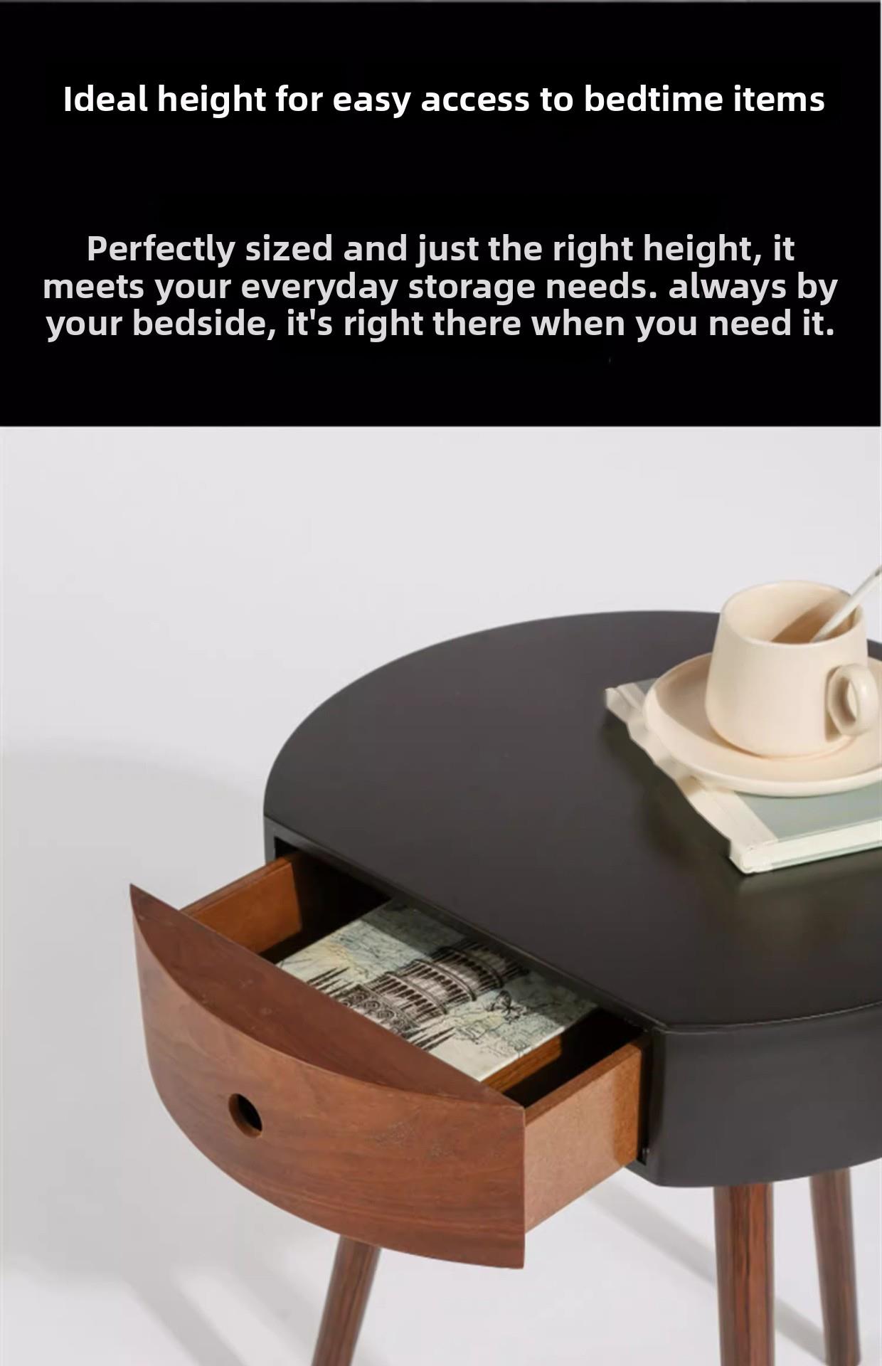 Italian Minimalist Round Bedside Cabinet Living Room Side Corner Single Drawer Small Table Storage Ins Style_voghion.com