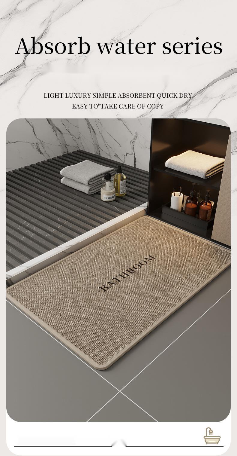 Leinengewebte, rutschfeste, saugfähige Bodentoilette, schmutzabweisende Anti-Fall-Teppich-Fußmatte für Badezimmer_voghion.com