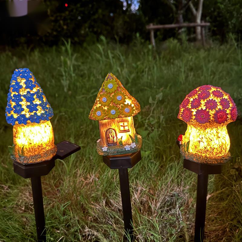 Solarbetriebene Gartenleuchte aus Kunstharz für Terrasse, Garten, Außenbereich, wasserdicht, für stimmungsvolle Gartengestaltung, Rasen, Haus, mit Erdungsstecker_voghion.com