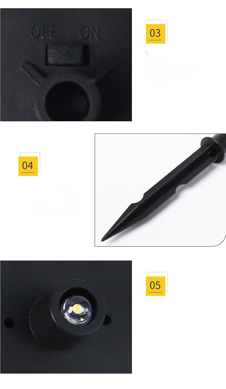 Solarbetriebene Gartenleuchte aus Kunstharz für Terrasse, Garten, Außenbereich, wasserdicht, für stimmungsvolle Gartengestaltung, Rasen, Haus, mit Erdungsstecker_voghion.com