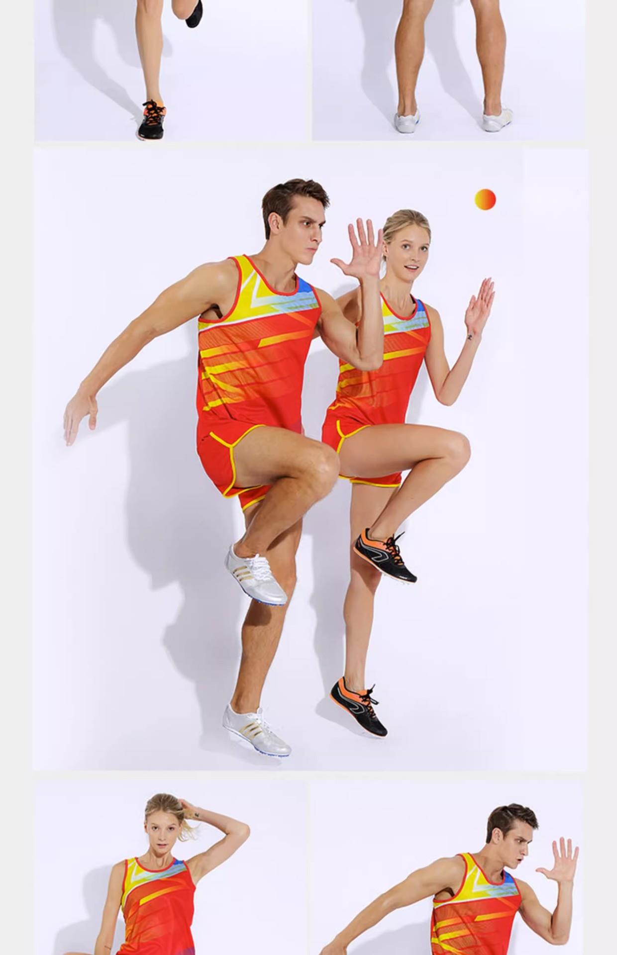 Leichtathletik-Set für Männer und Frauen, Marathon-Laufweste, bedruckter Trainingsanzug für Sprintprüfungswettbewerbe für Sportstudenten_voghion.com