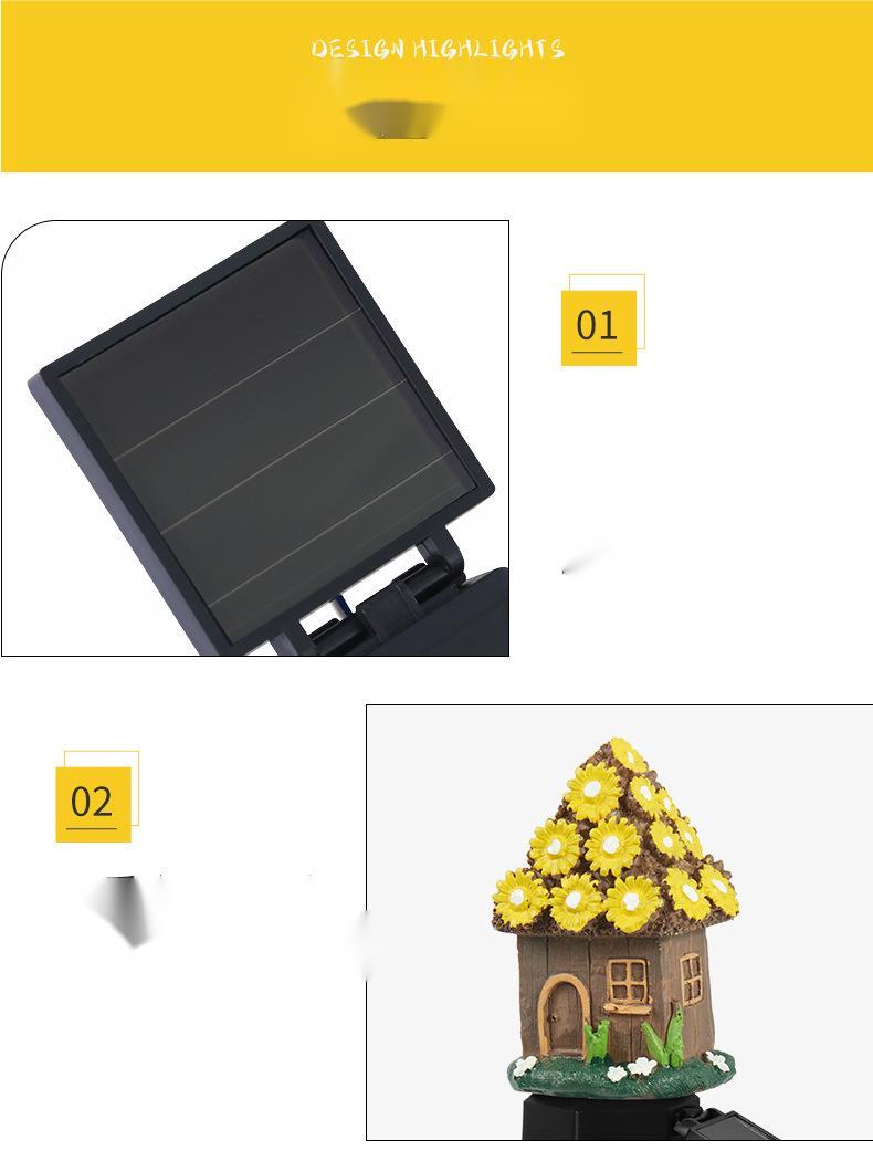 Solarbetriebene Gartenleuchte aus Kunstharz für Terrasse, Garten, Außenbereich, wasserdicht, für stimmungsvolle Gartengestaltung, Rasen, Haus, mit Erdungsstecker_voghion.com