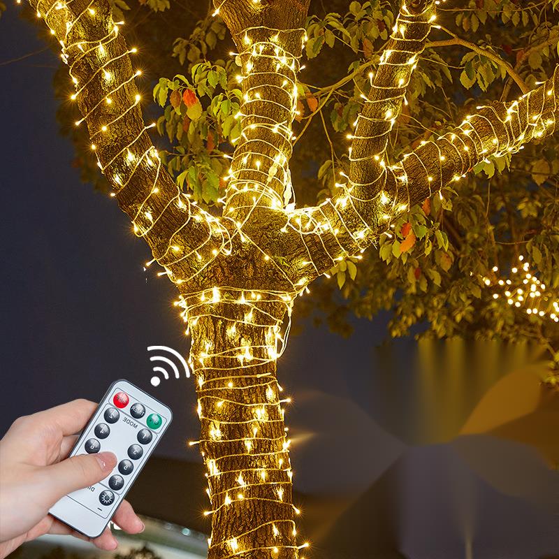 LED-lichtsnoer met knipperende sterrenhemel op zonne-energie, hoge helderheid, waterdichte buitendecoratie, sfeerverlichting, strip_voghion.com