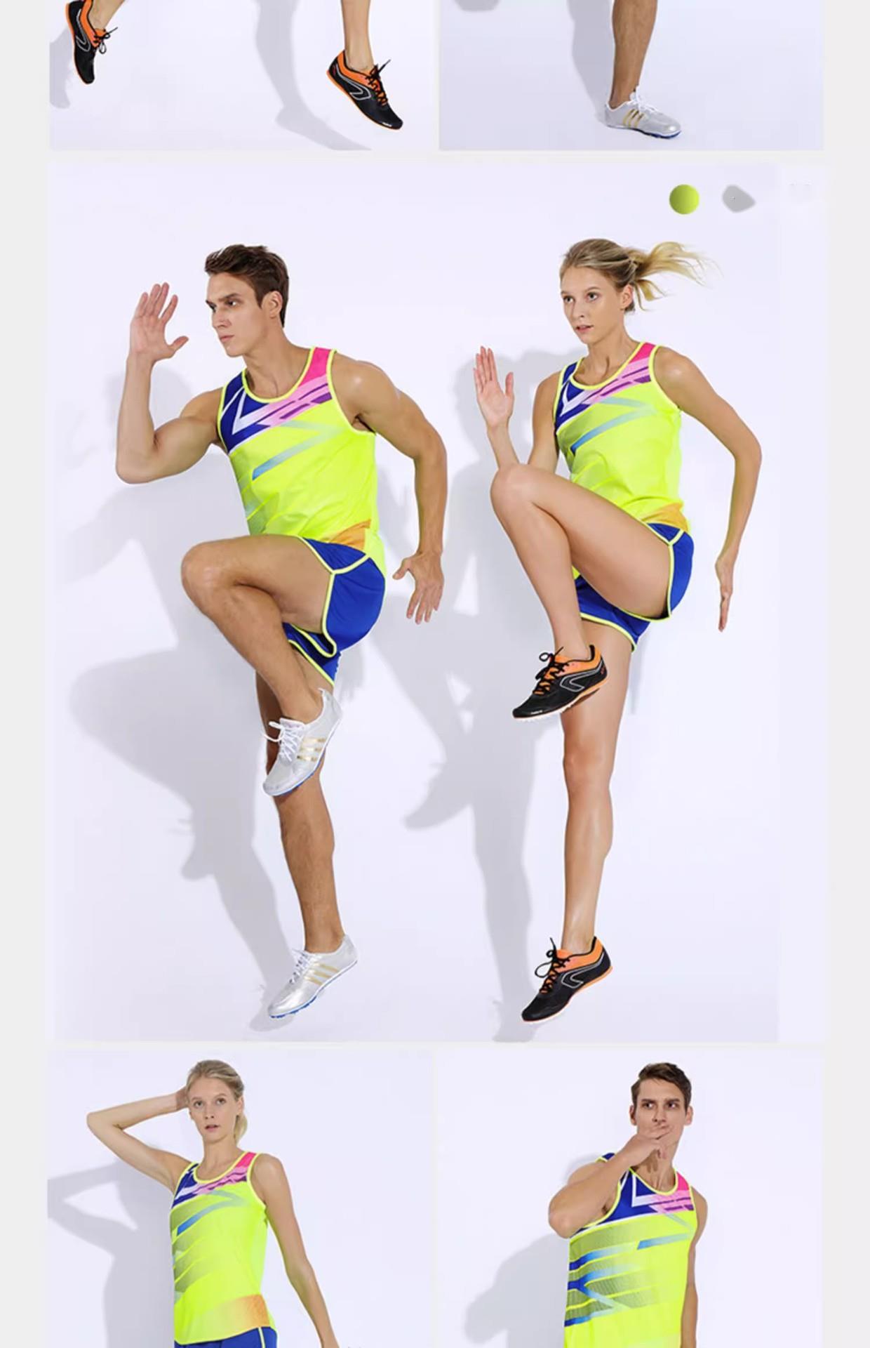 Leichtathletik-Set für Männer und Frauen, Marathon-Laufweste, bedruckter Trainingsanzug für Sprintprüfungswettbewerbe für Sportstudenten_voghion.com