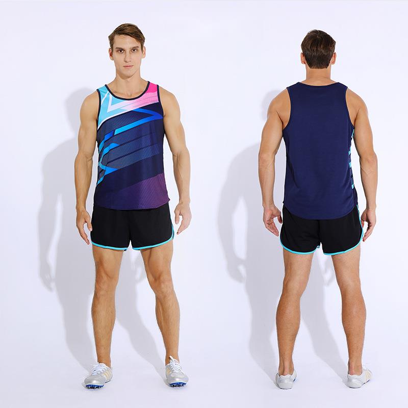 Zestaw lekkoatletyczny dla mężczyzn i kobiet, kamizelka do biegania maratońskiego, strój treningowy do zawodów sprinterskich z nadrukiem dla studentów sportu_voghion.com