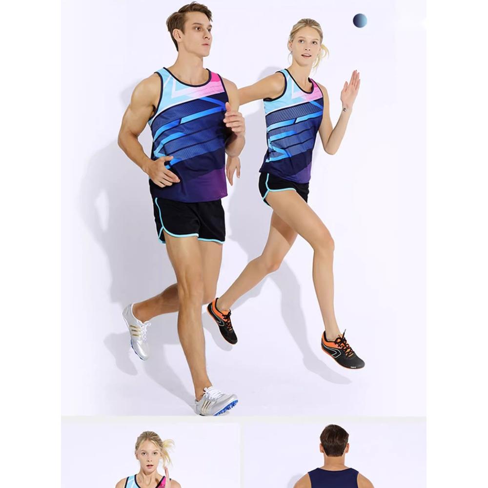 Leichtathletik-Set für Männer und Frauen, Marathon-Laufweste, bedruckter Trainingsanzug für Sprintprüfungswettbewerbe für Sportstudenten_voghion.com