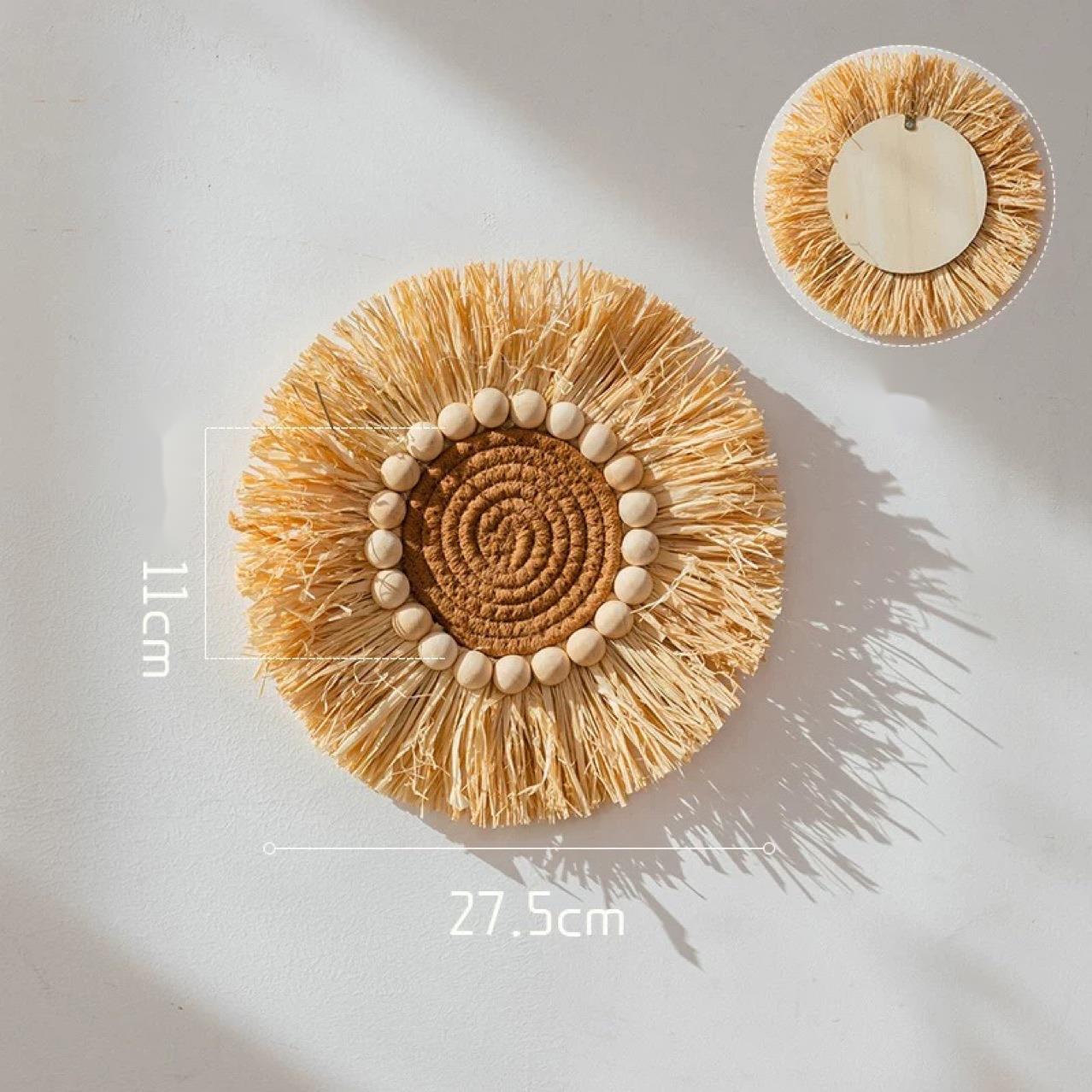 Xianjie Japanische Raffia-Stroh-Eingangsdekoration, Hintergrundwandbehang, Ornament im Wabi-Sabi-Stil_voghion.com