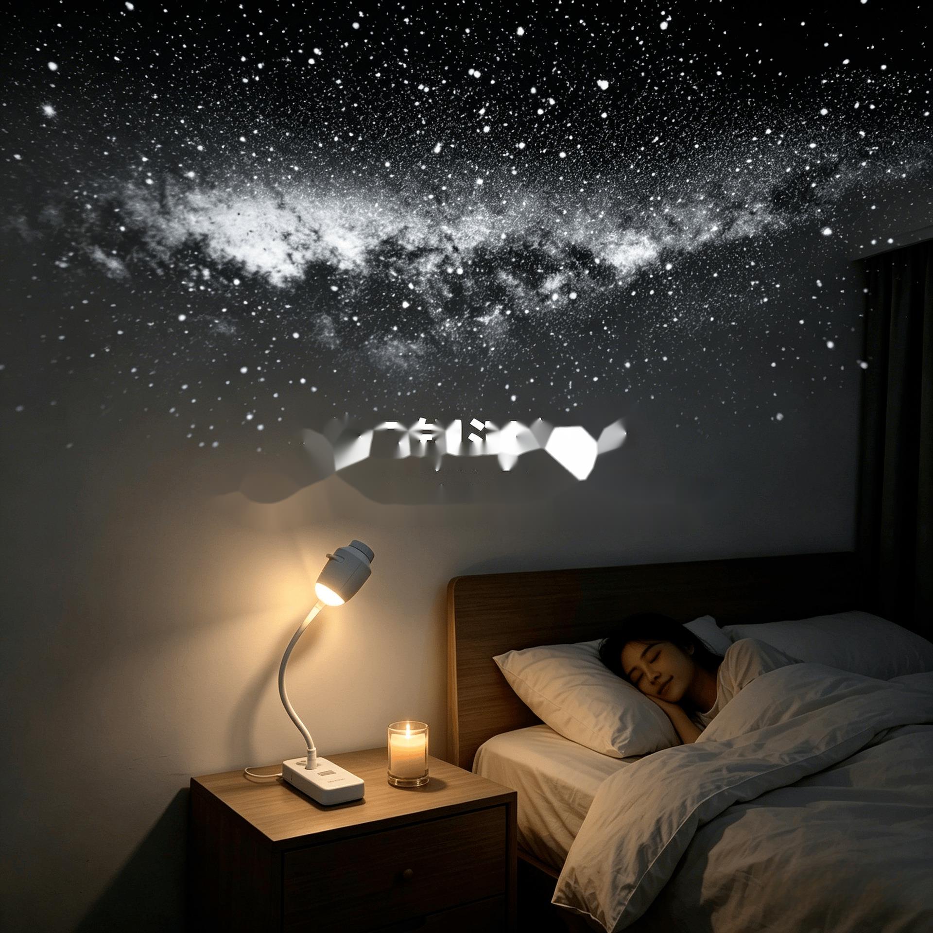 Proiezione di cielo stellato USB, popolare luce ambientale da comodino per camera da letto, luce notturna protettiva per gli occhi per dormire_voghion.com