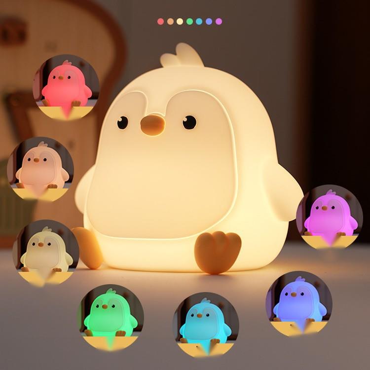 Lampada antistress a forma di pinguino con tocco, batteria a lunga durata, sensore intelligente, luce notturna ambientale ricaricabile in silicone._voghion.com