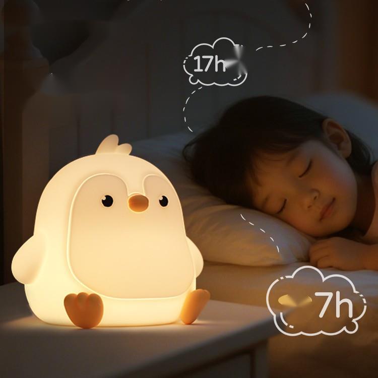 Lampada antistress a forma di pinguino con tocco, batteria a lunga durata, sensore intelligente, luce notturna ambientale ricaricabile in silicone._voghion.com