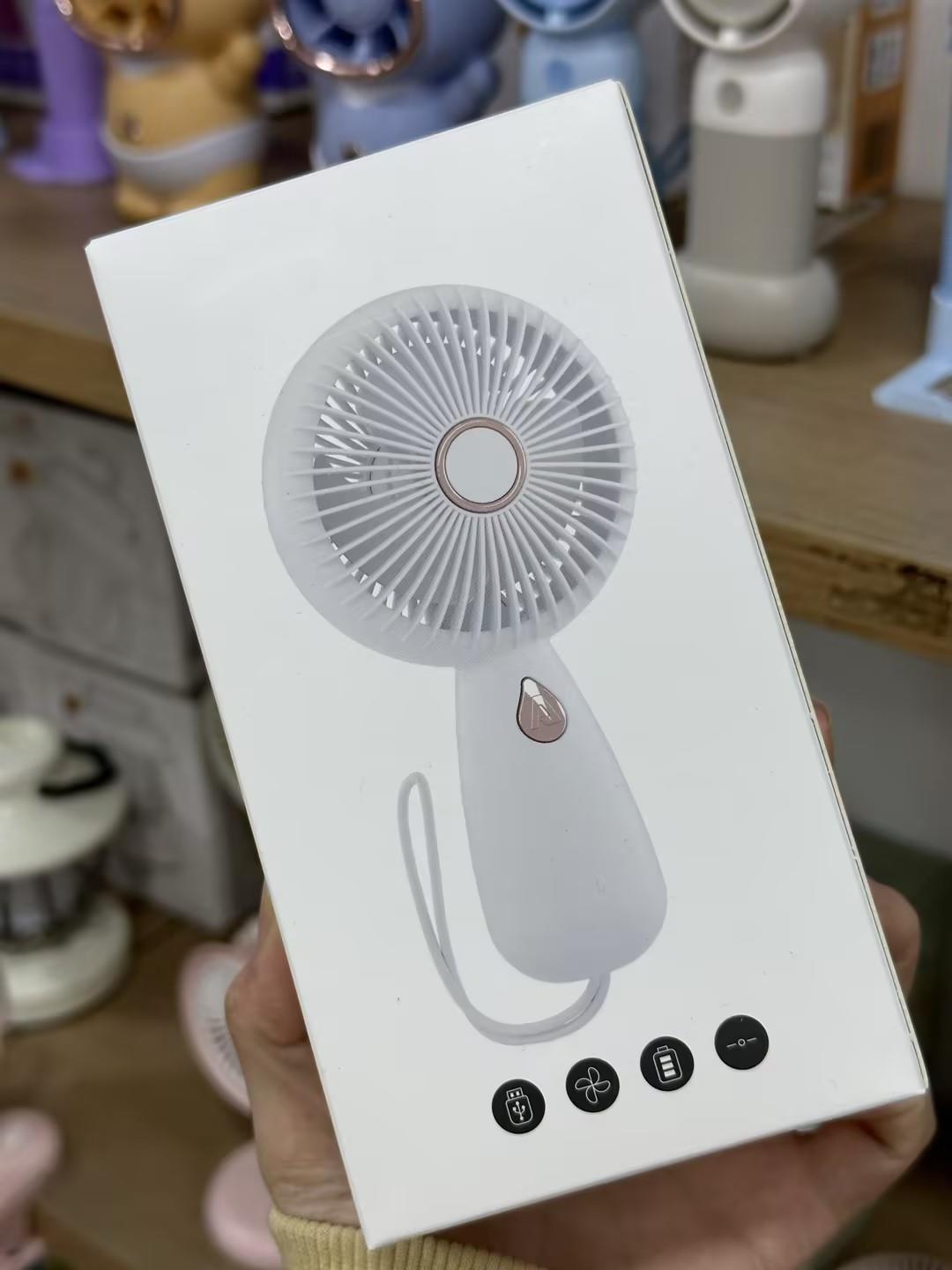 Minimalist Handheld With LED Portable Small USB Rechargeable Electric Fan_voghion.com