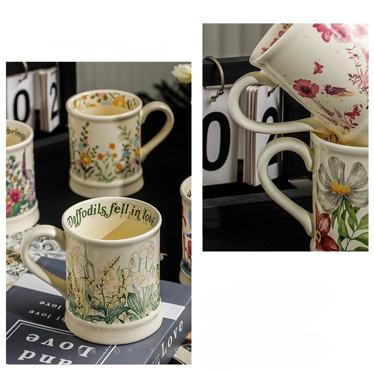 Keramik Kaffeetasse Mit Blumenmuster Für Büro Und Zuhause_voghion.com