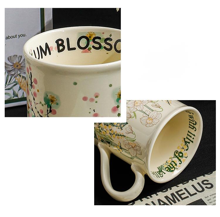 Keramik Kaffeetasse Mit Blumenmuster Für Büro Und Zuhause_voghion.com