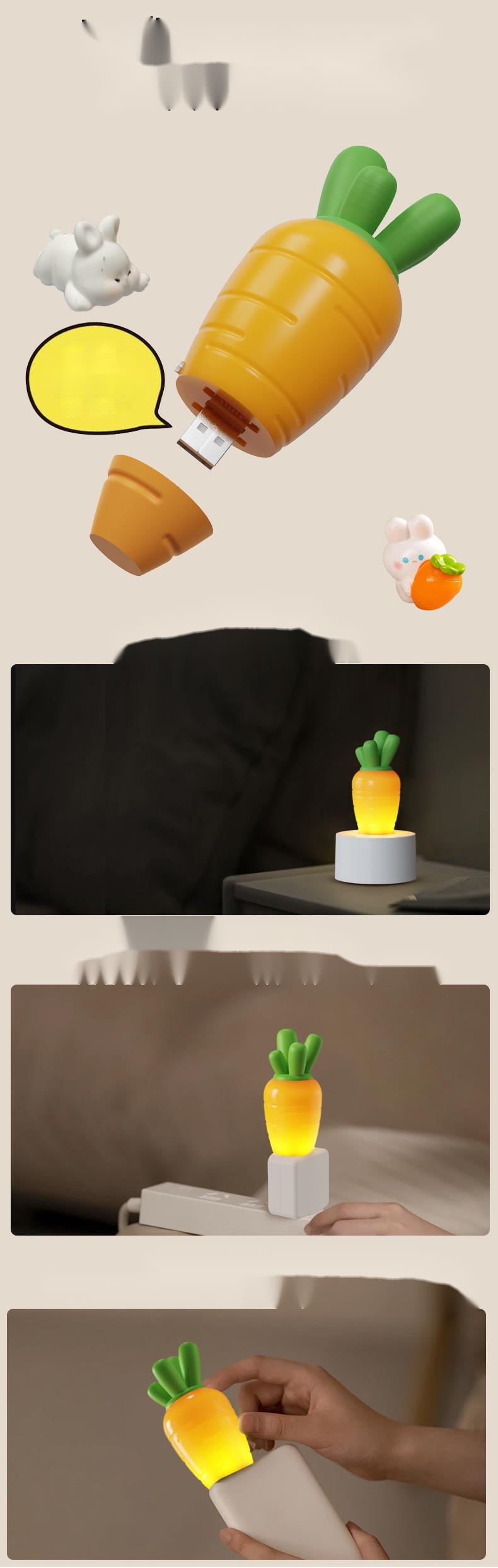 Carrot Led Night Light Rechargeable Bedside Lamp For Children_voghion.com